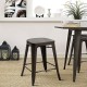 Set of 4 Industrial Metal Counter Stool Dining Chairs with Removable Backrest