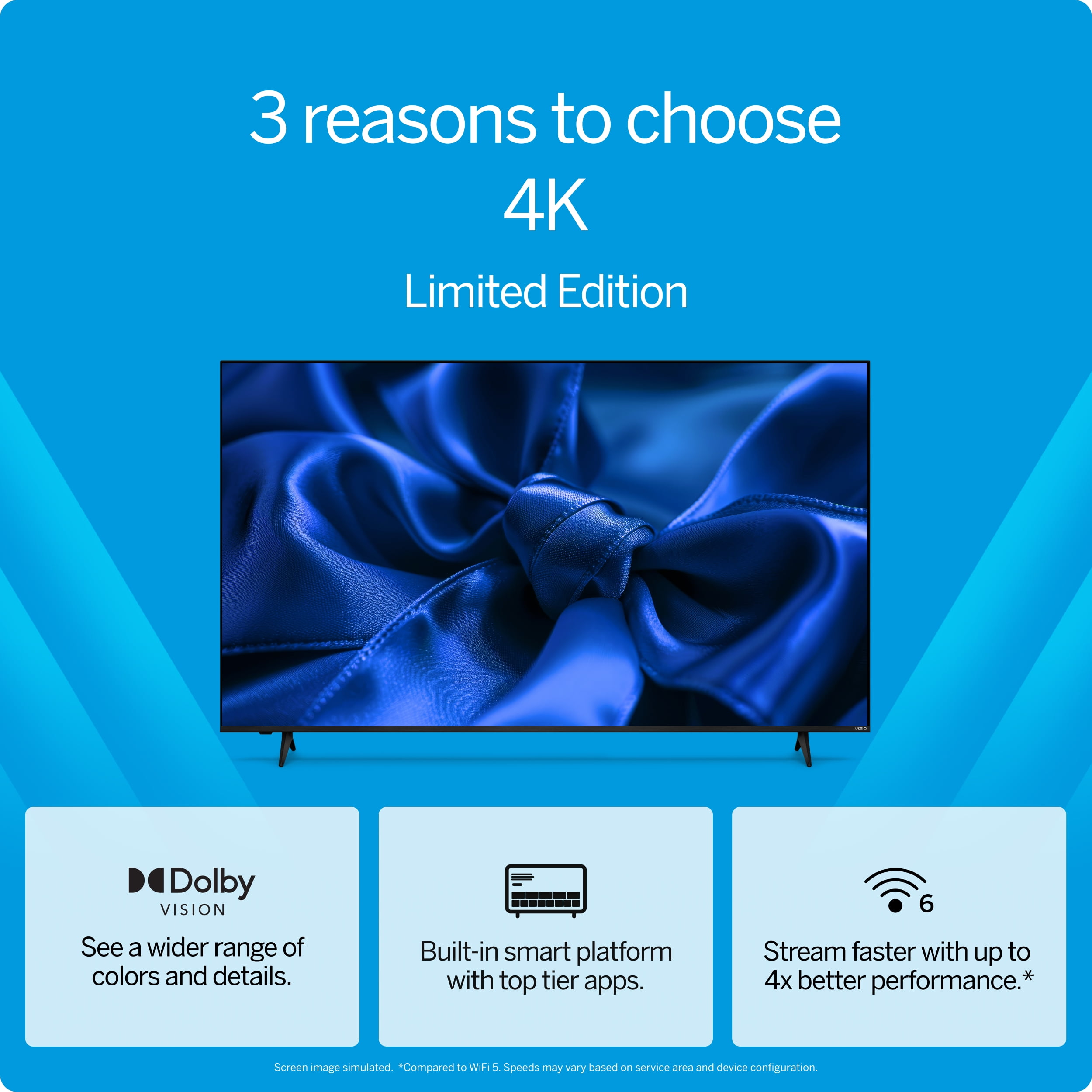 VIZIO 50′′ 4K LED HDR Smart TV with Dolby Vision, WiFi 6, and Smart Home Integration – V4K50S-0809