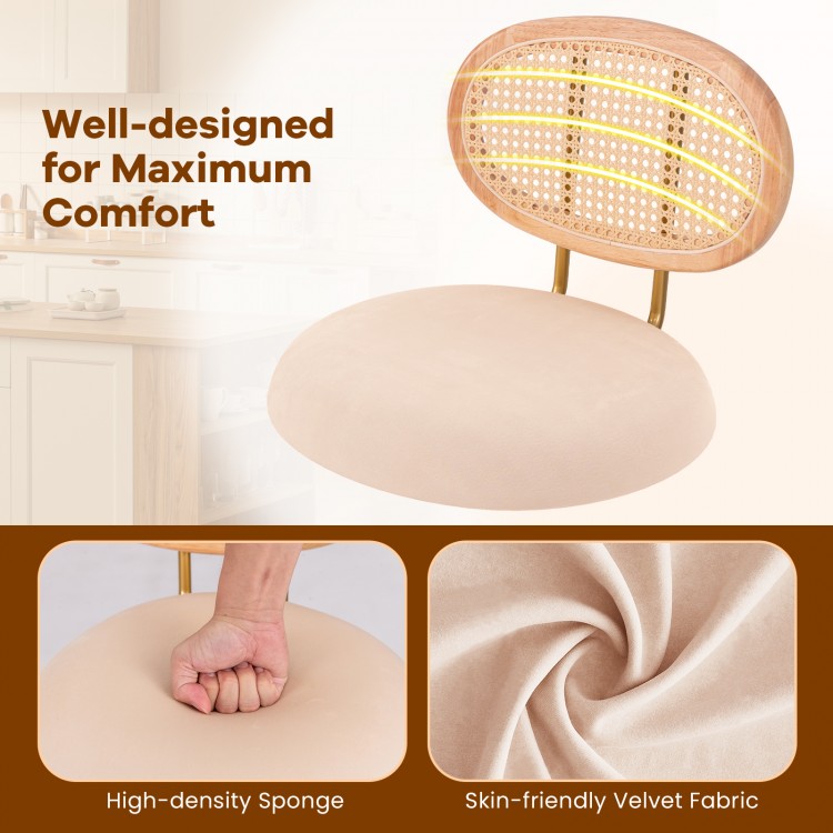 2 Pieces Bar Chairs with PE Rattan Backrest-360°Swivel and Height Adjustable