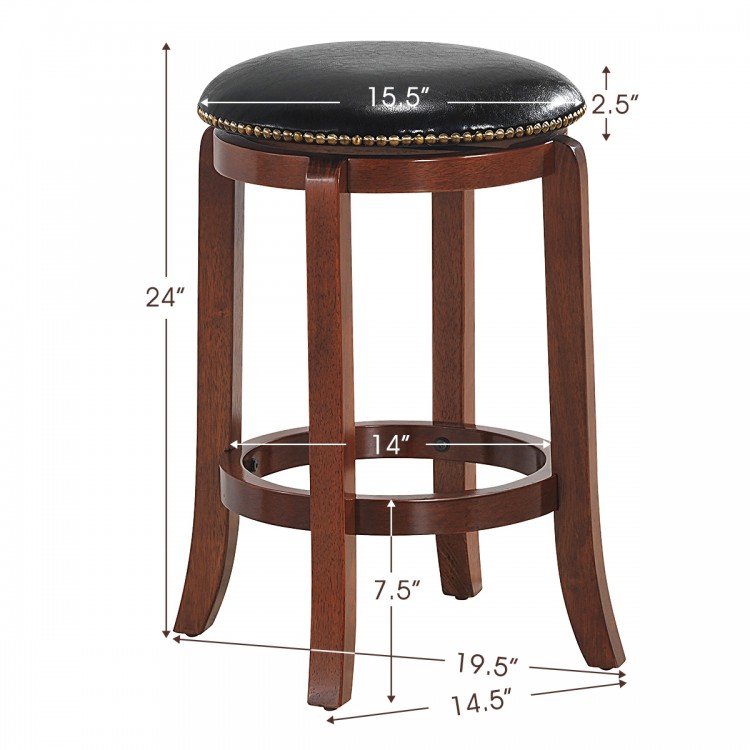 Bistro Leather Padded  Backless Swivel Bar stool