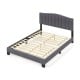 Modern Upholstered Bed Frame with Adjustable Vertical Channel Tufted Headboard