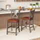 Bar Stools Set of 2 with Cross Back and Faux Leather Upholstered Seat