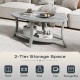 Oval Coffee Table 2-Tier Center Table with Storage Shelf