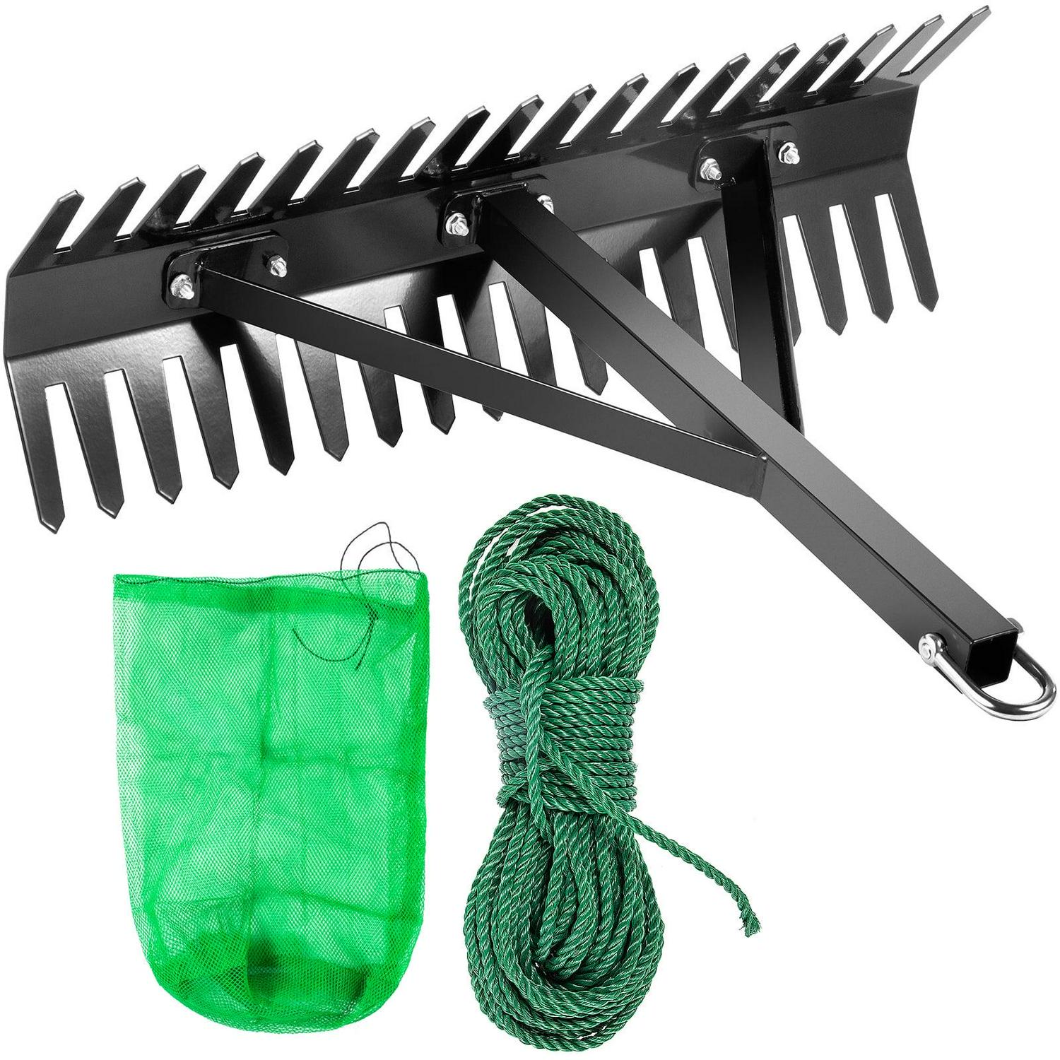 VEVOR 16′′ Double-Sided Aquatic Weed Rake with 66ft Rope for Lake & Pond Cleaning