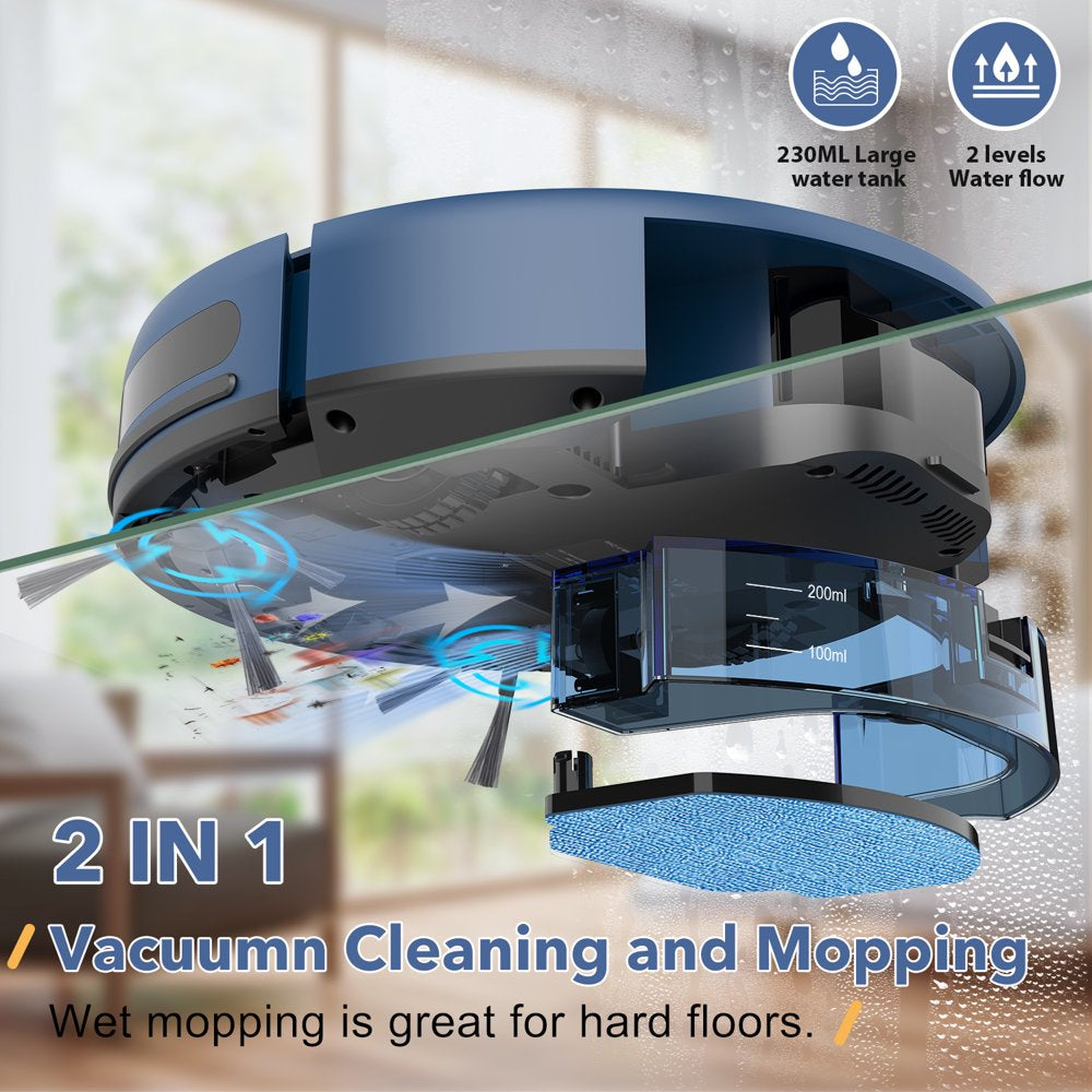 ONSON Robot Vacuum Cleaner Mop Combo, 1400Pa Suction, App & Voice Control, Smart Sensors, 230ML Water Tank