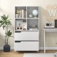 4-Tier Open Bookcase with 2 Drawers and 4 Storage Cubes