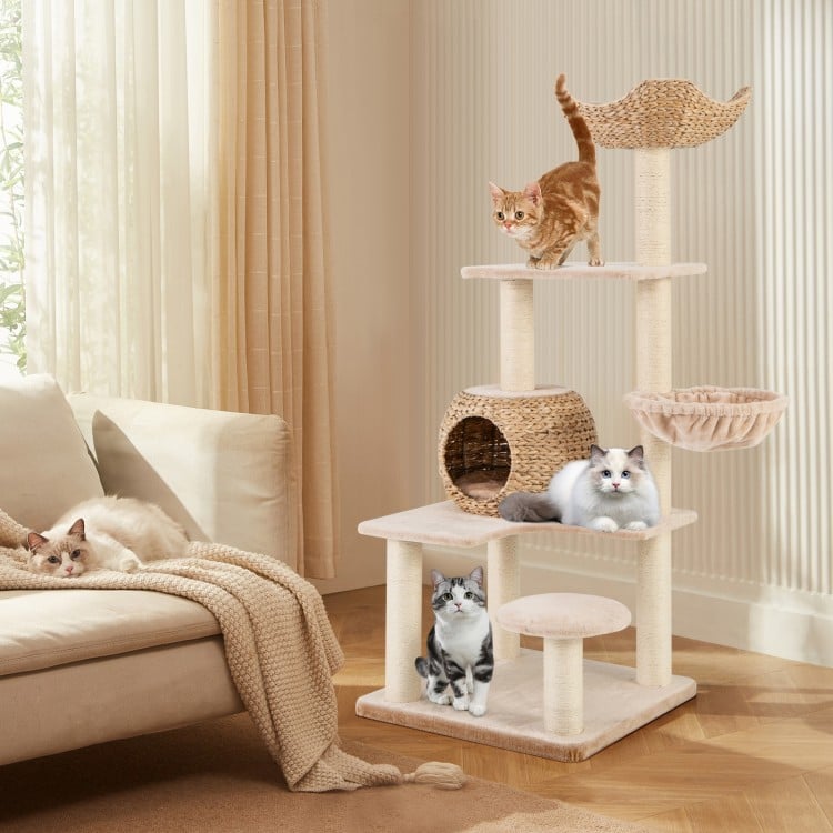 5-Layer Climbing Cat Tree with Sisal Scratching Posts and Washable Cushions