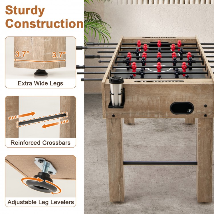 54 Inches Full Size Foosball Table with Legs 2 Balls and 2 Foldable Cup Holders for Kids Teens Adults