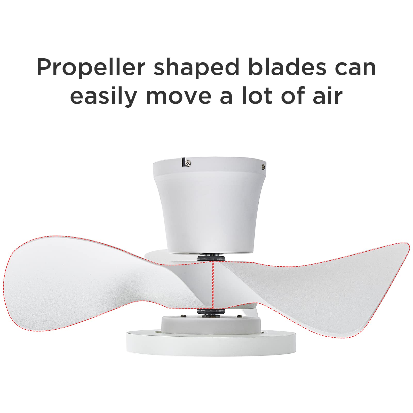 ocioc 22′′ Quiet Ceiling Fan with LED Light & Remote, Reversible Motor, White, Indoor/Outdoor