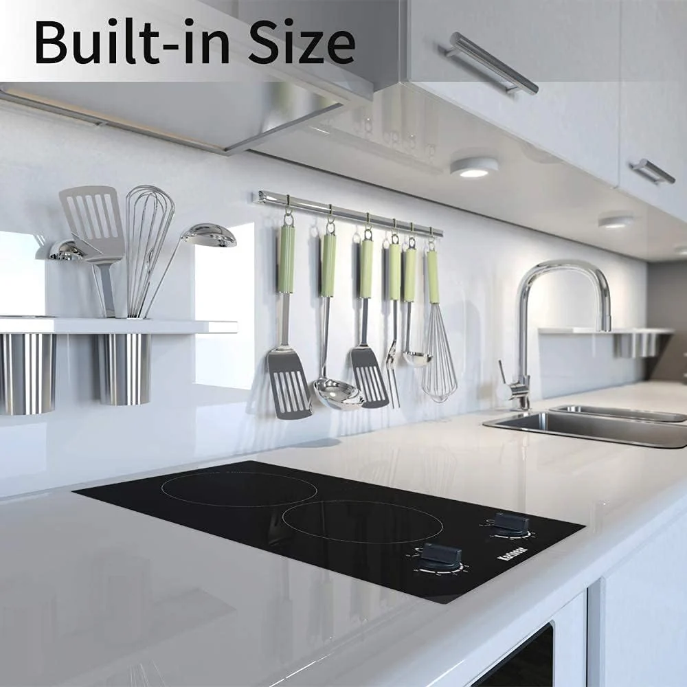 Karinear 30 Inch Electric Cooktop 4 Burners, Knob Control Built-in Ceramic Cooktop, 30