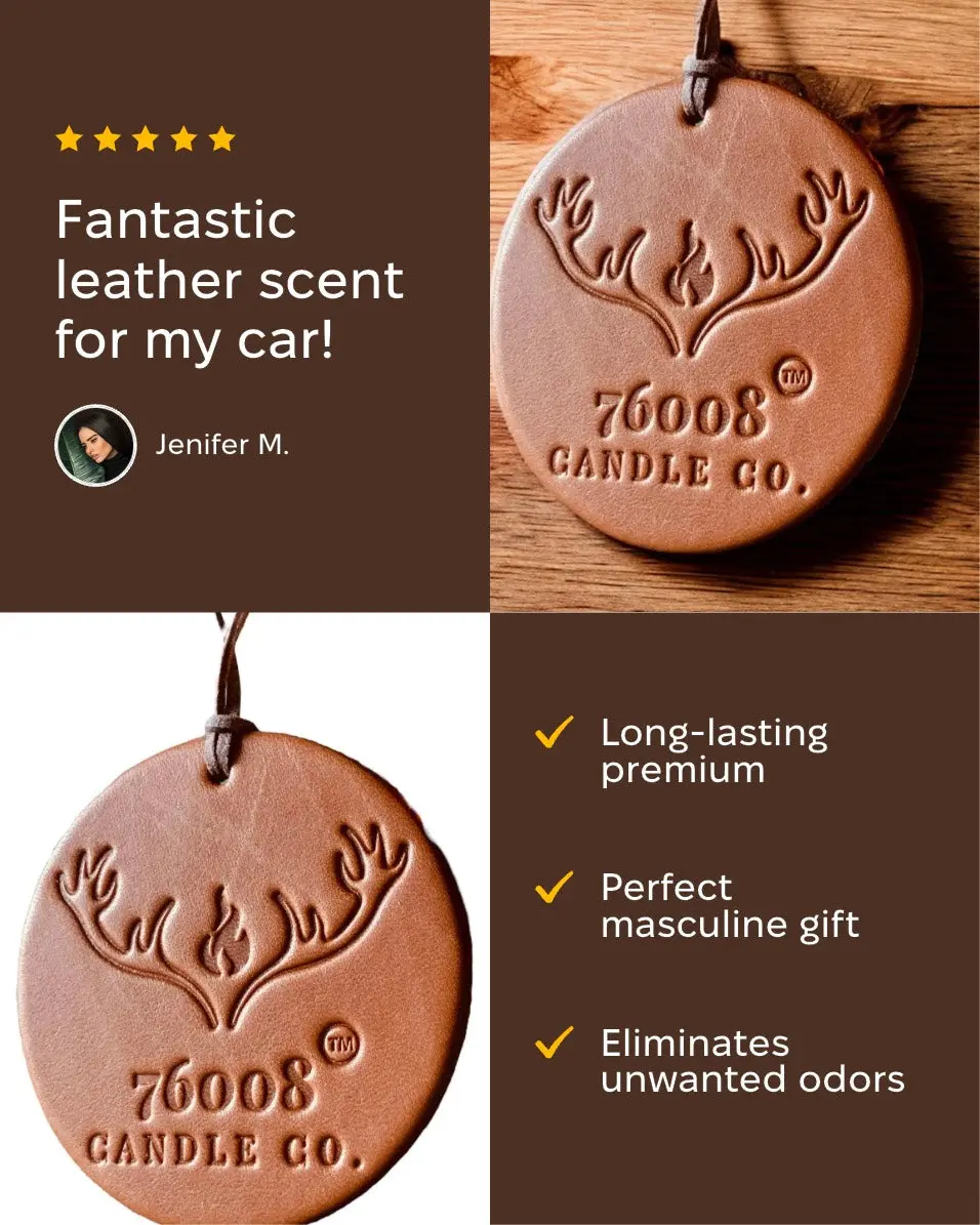 Best Leather Scented Car Air Freshener | Masculine Auto Air Freshener Gift for Him | Gift for the Man that Has It All