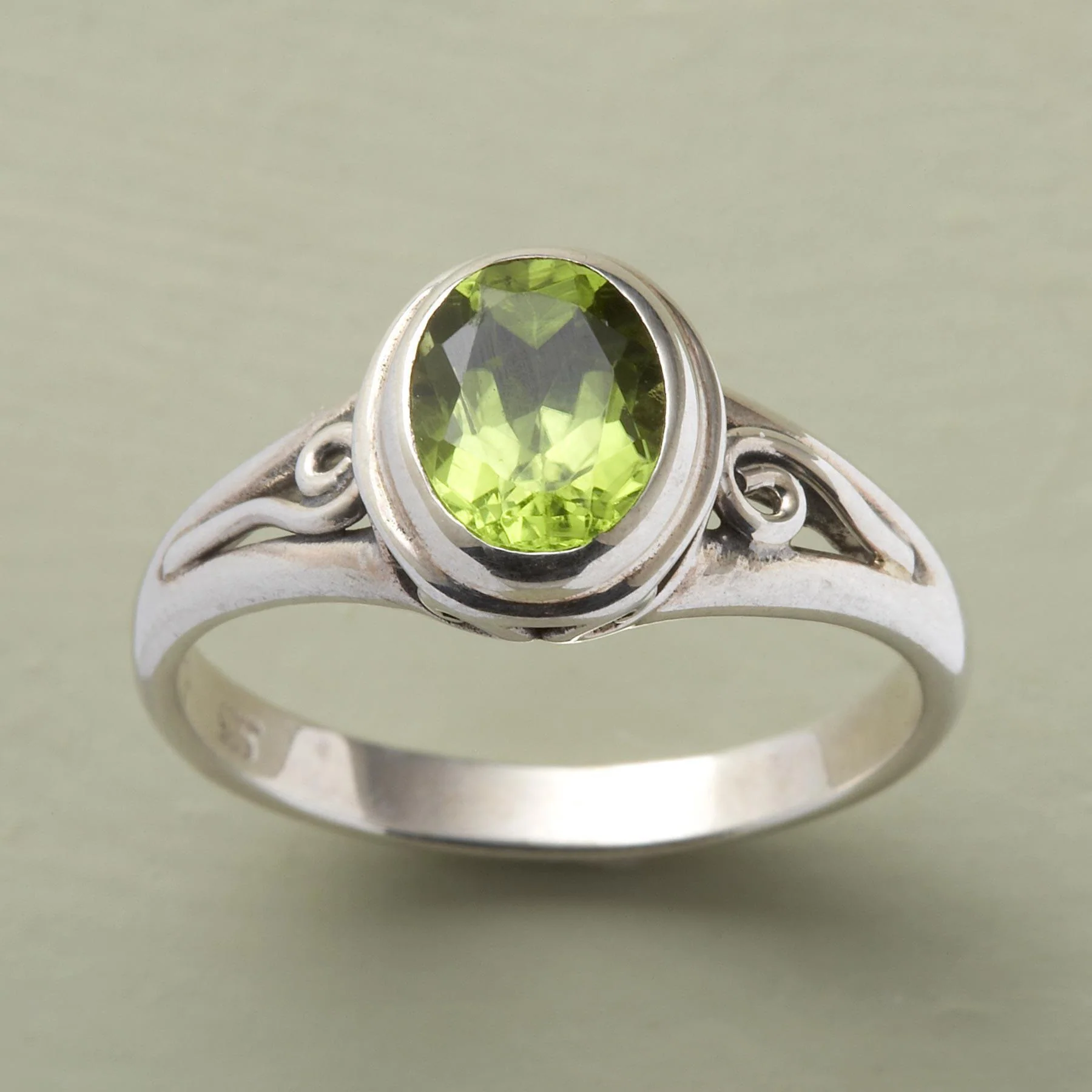 Scrolled Peridot Ring