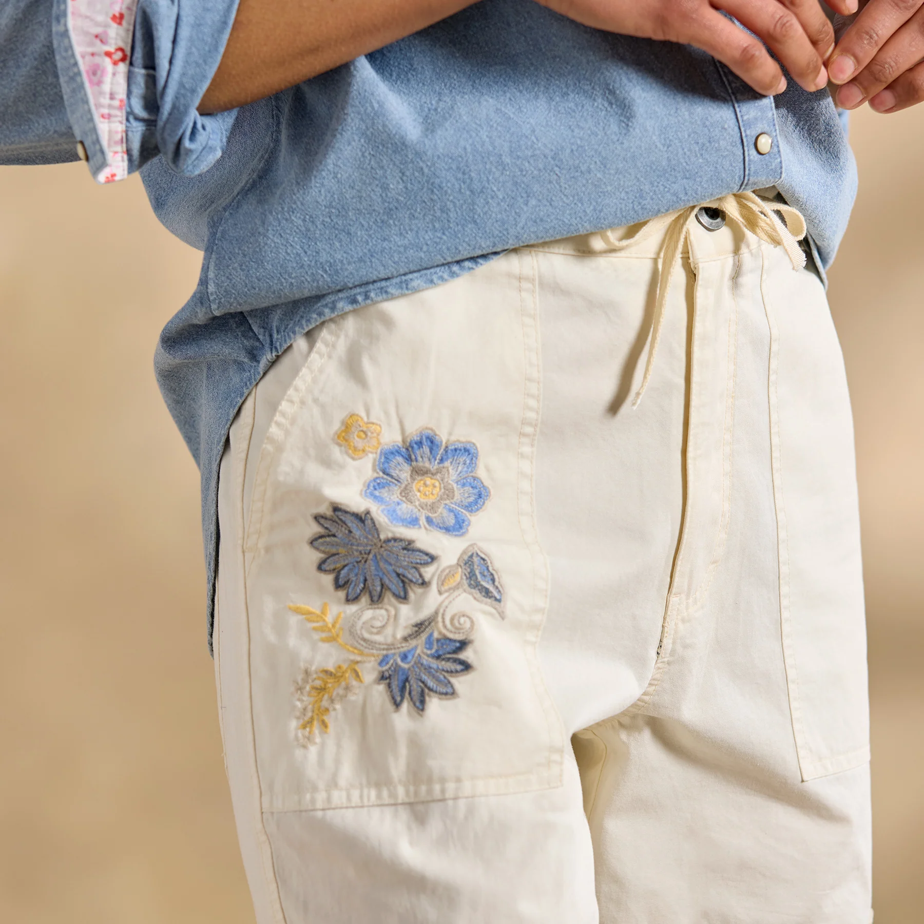 Starling Embroidered Pants, Petite