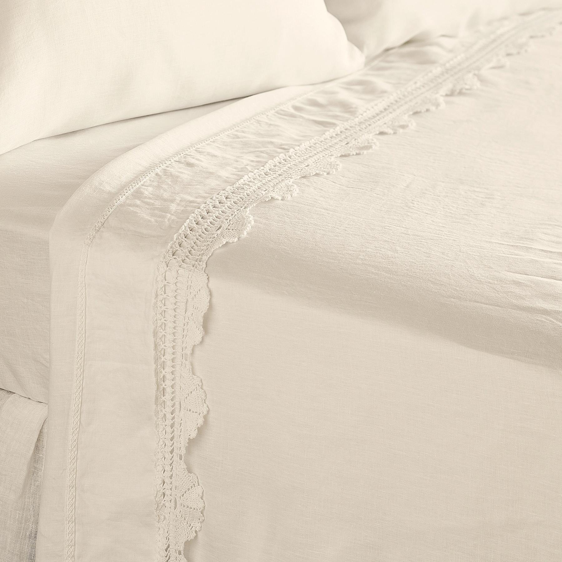 Gossamer Linen Crochet Flat Sheet