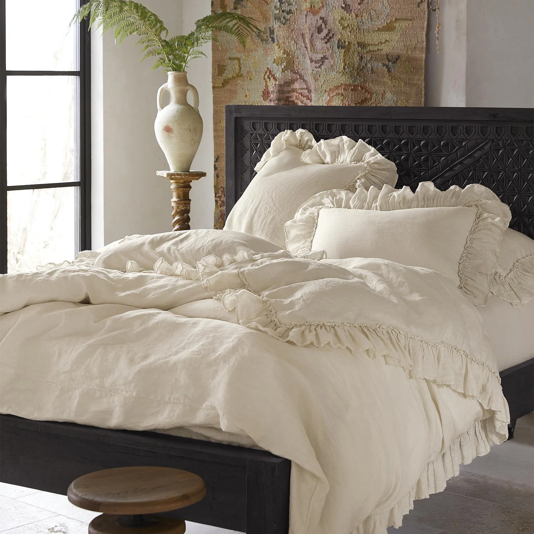 Gossamer Linen Ruffle Duvet Cover