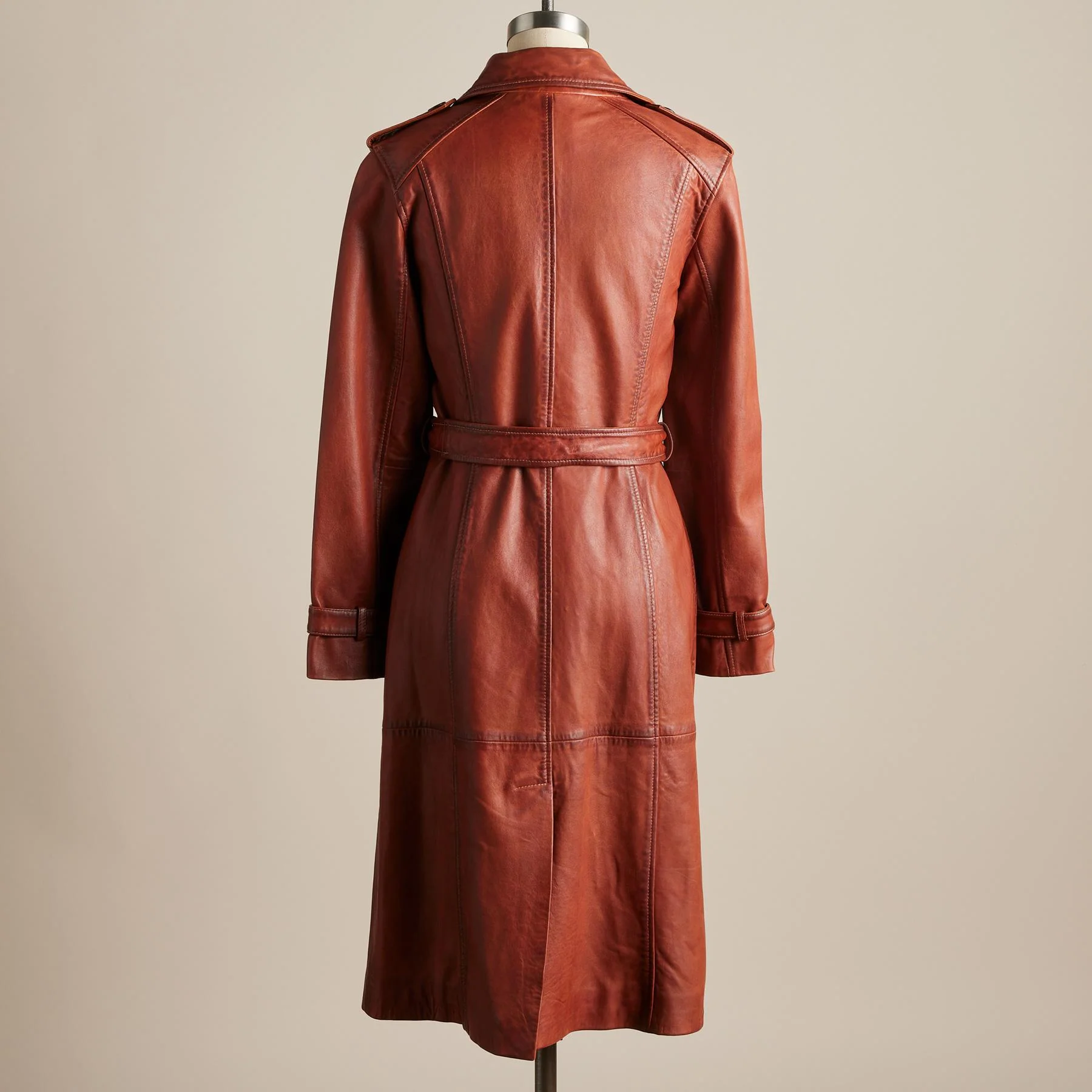 Araminta Leather Trench Coat - Petites