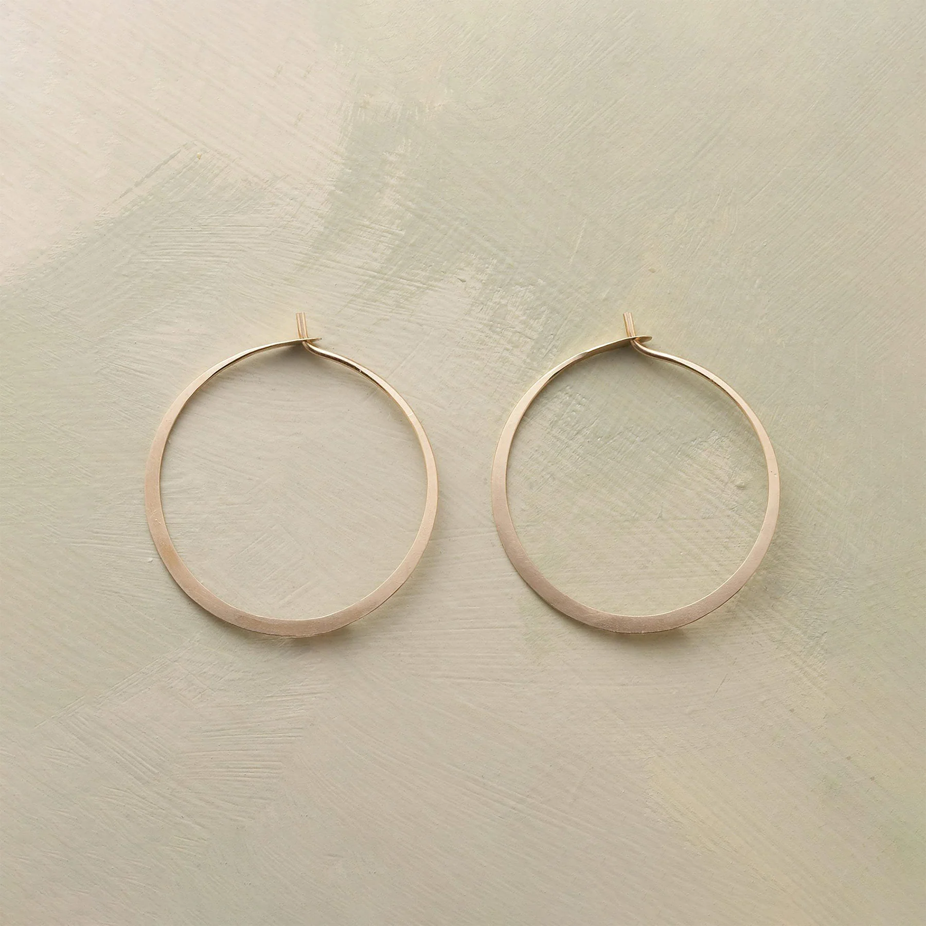 Medium Hand-Forged Gold Hoops
