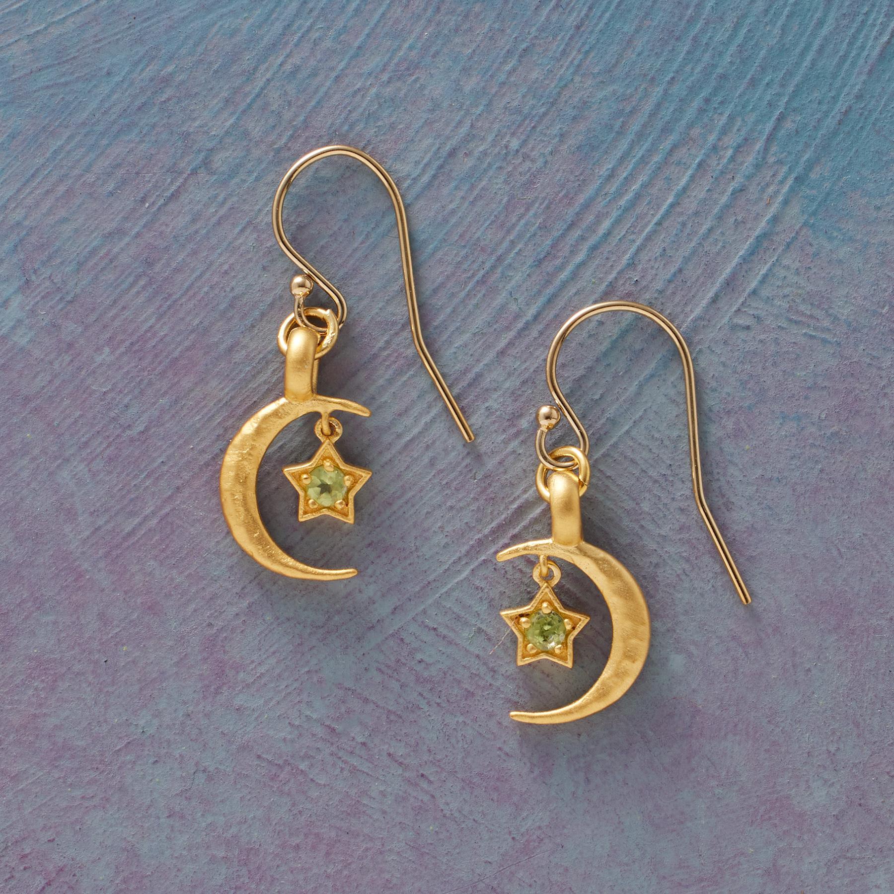 Gold Plate Moon's Embrace Birthstone Earrings