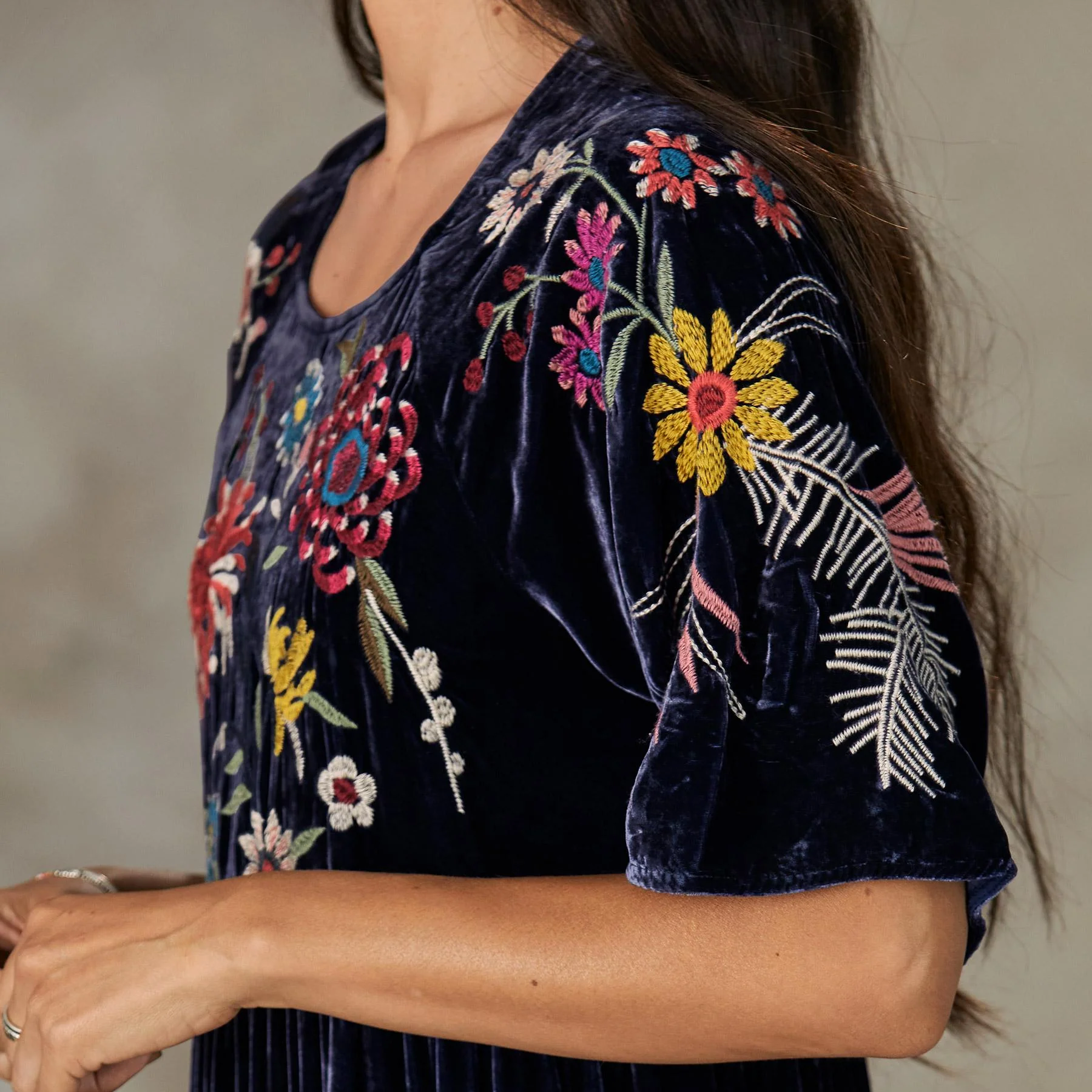 Tiarei Velvet Tiered Dress, Petite