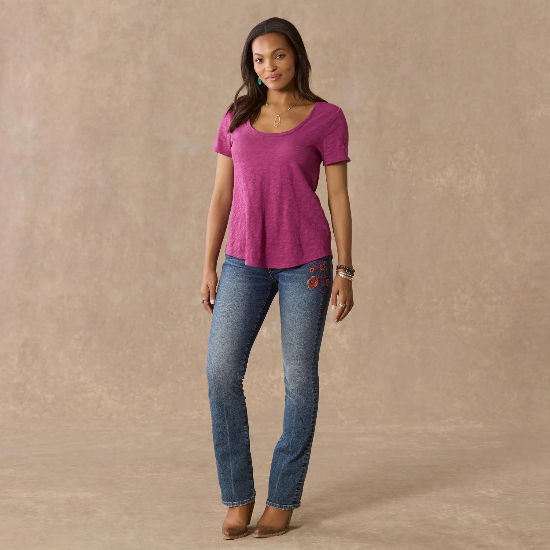 Ultimate Airy Slub Scoopneck Tee, Petite
