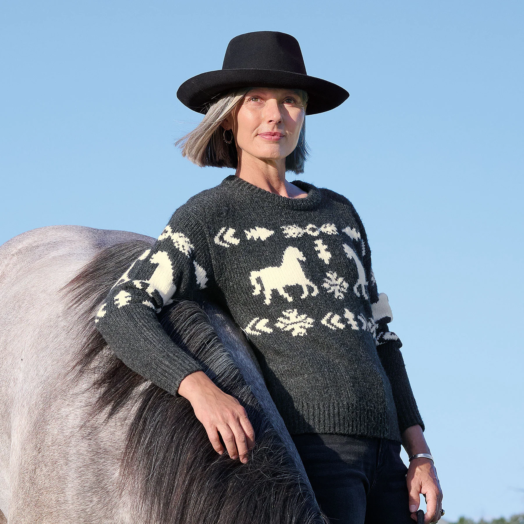 Spirited Horse Sweater, Petite