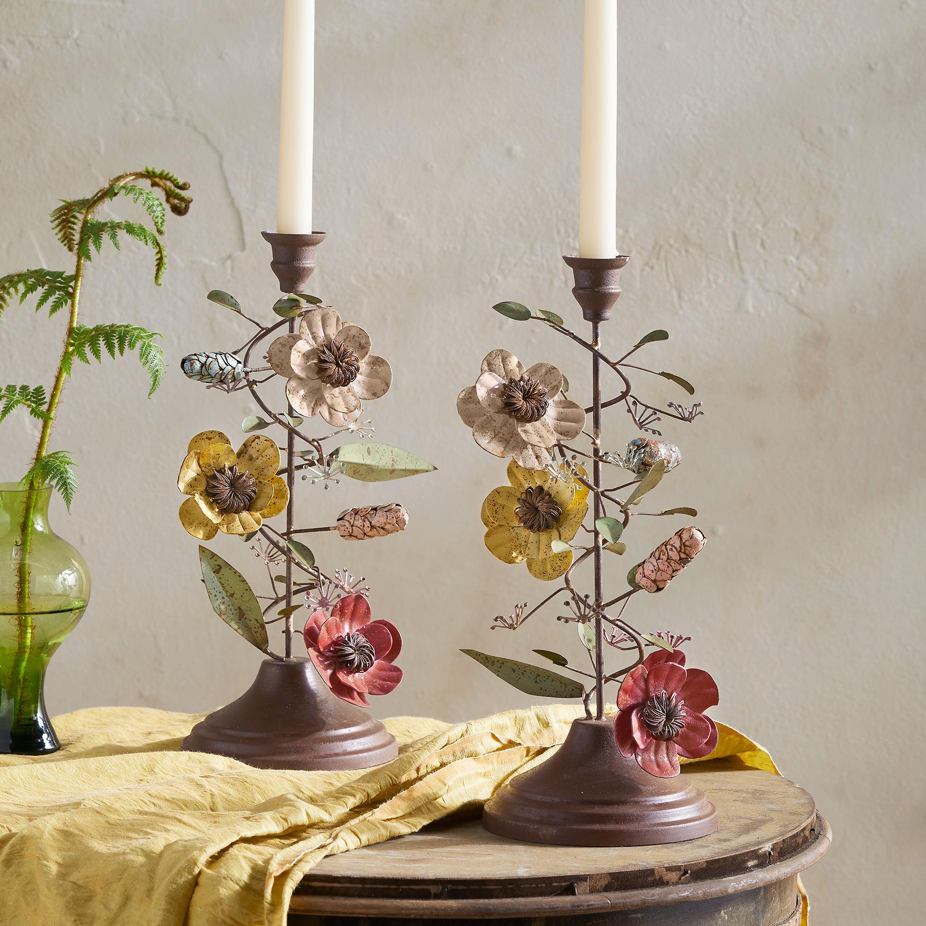 Iron Bloom Candleholder Set