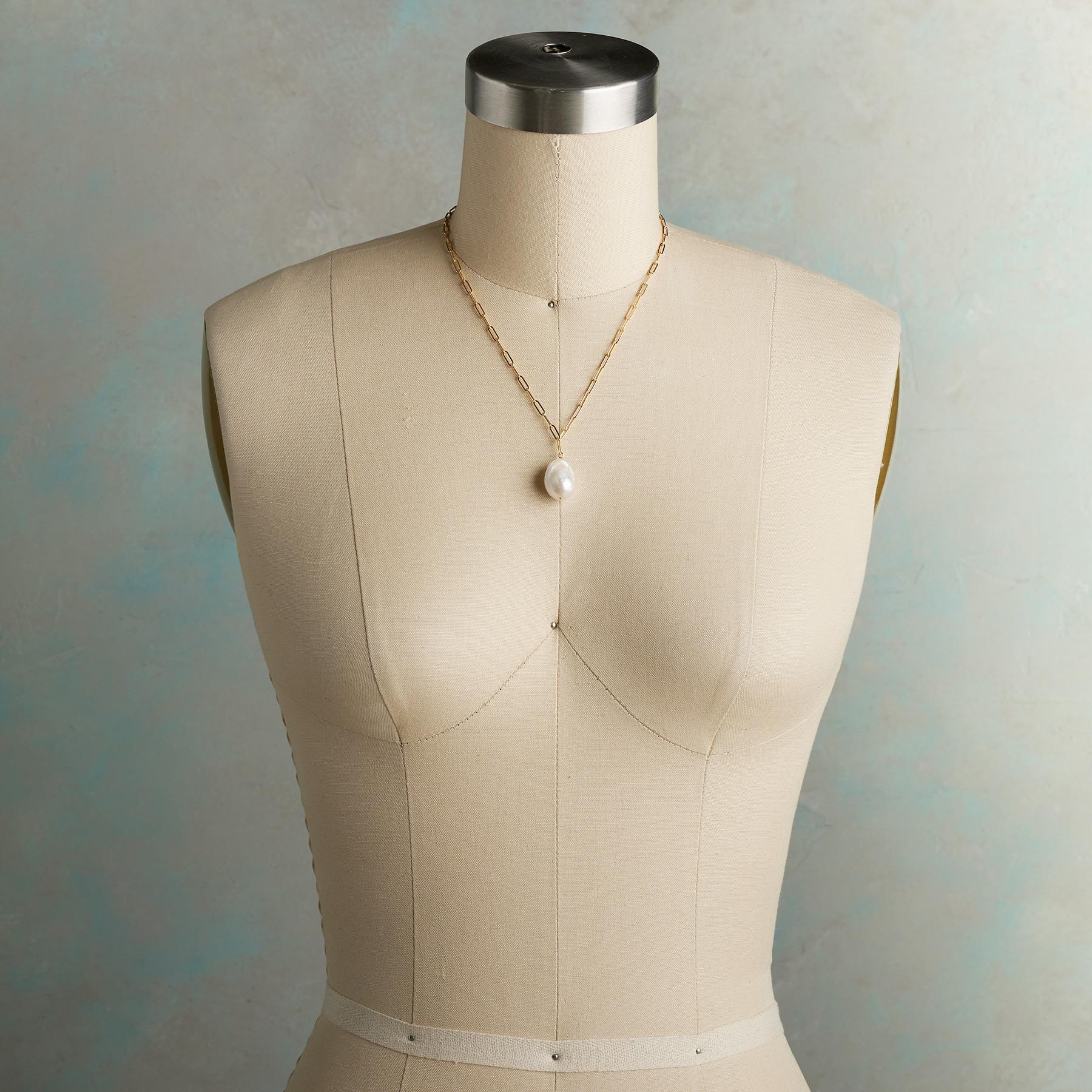 Paper Clip Pearl Necklace