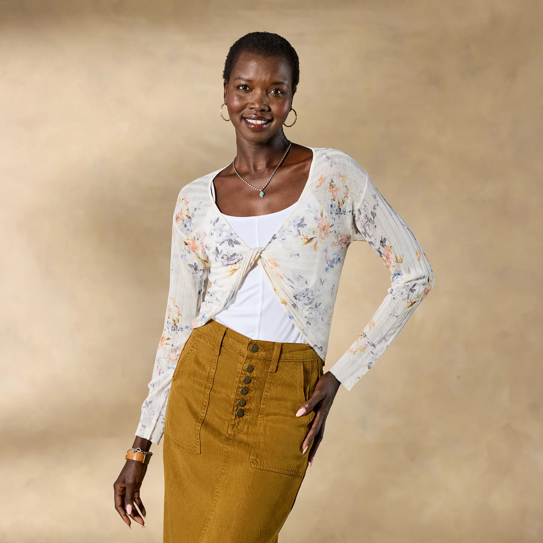 Tabiona Twist-Front Cardigan