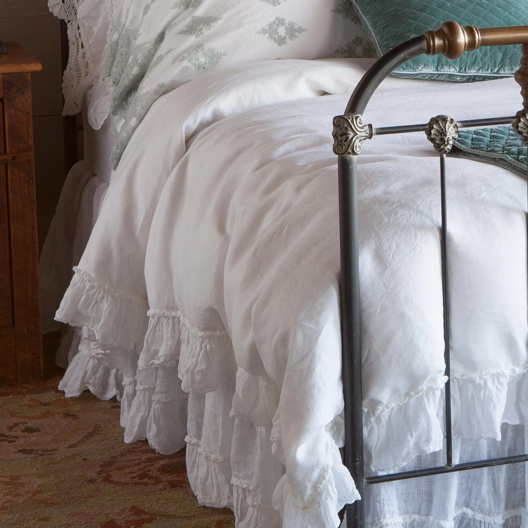 Gossamer Linen Ruffle Duvet Cover