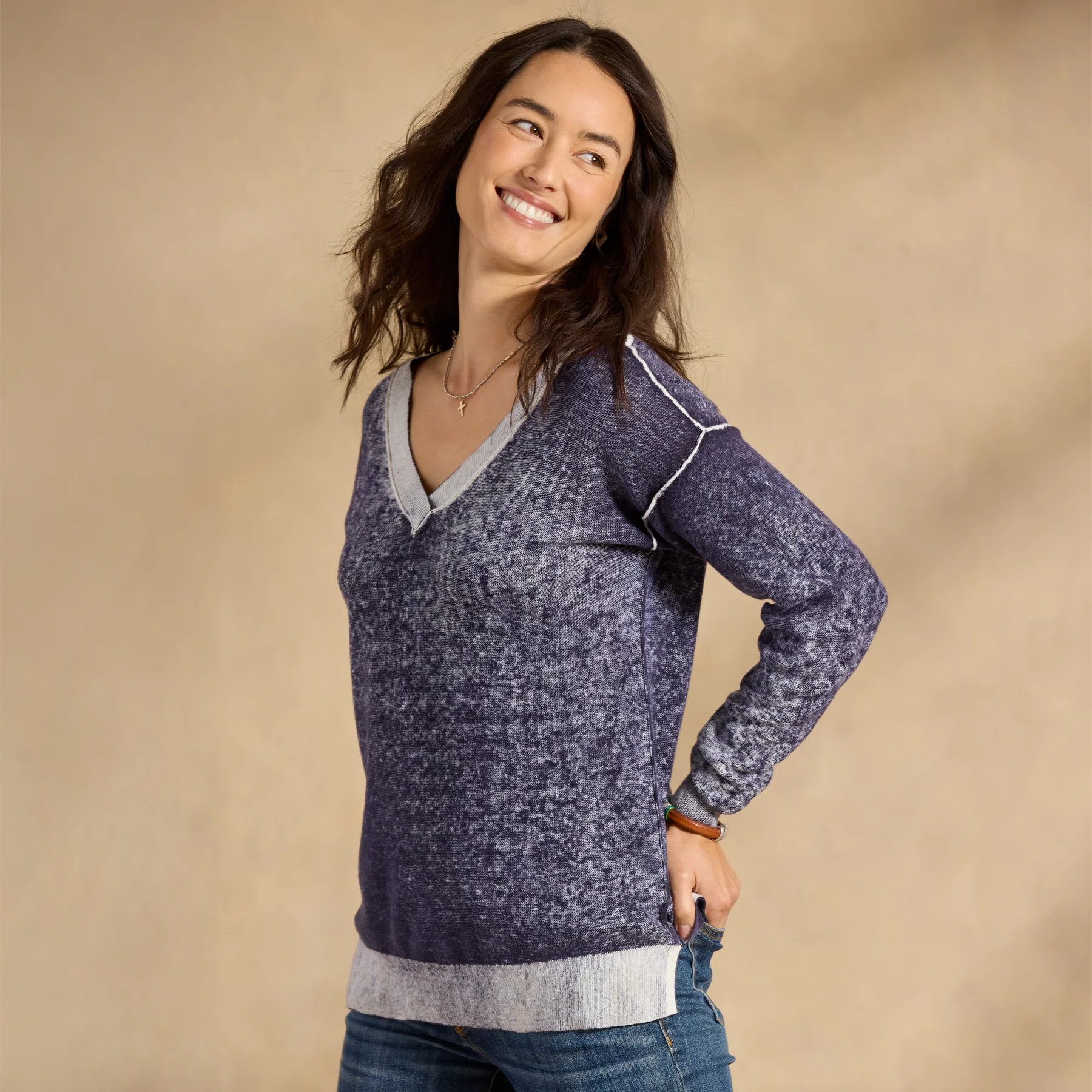 Samantha V-Neck Sweater, Petite
