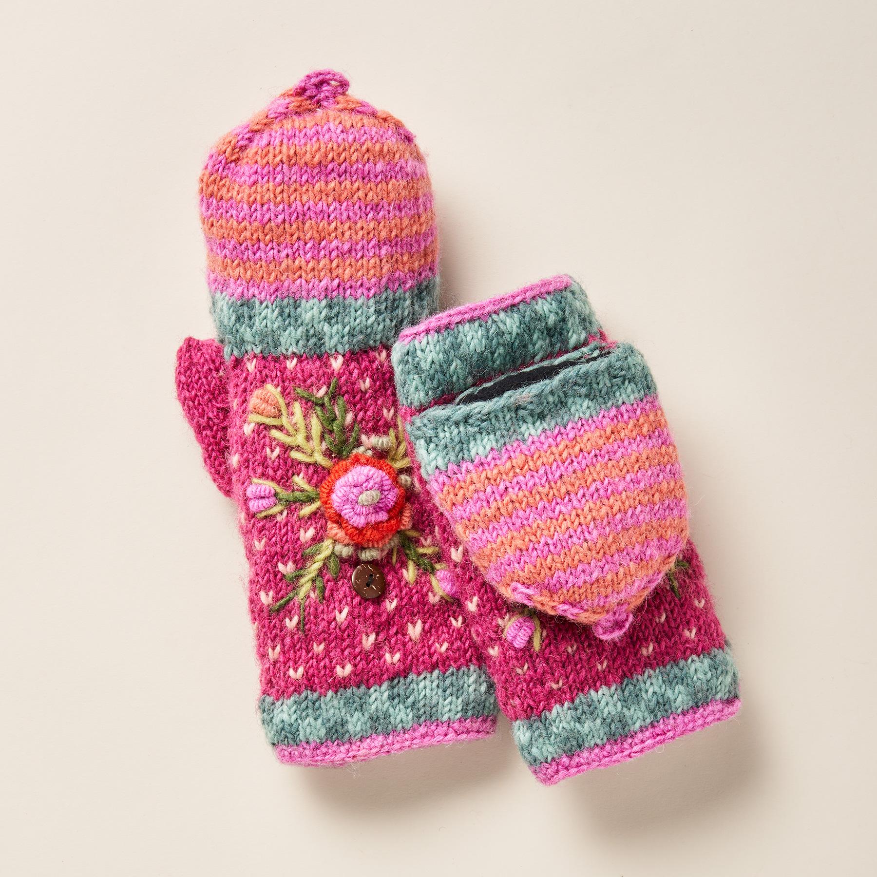 Frosty Blooms Convertible Mittens