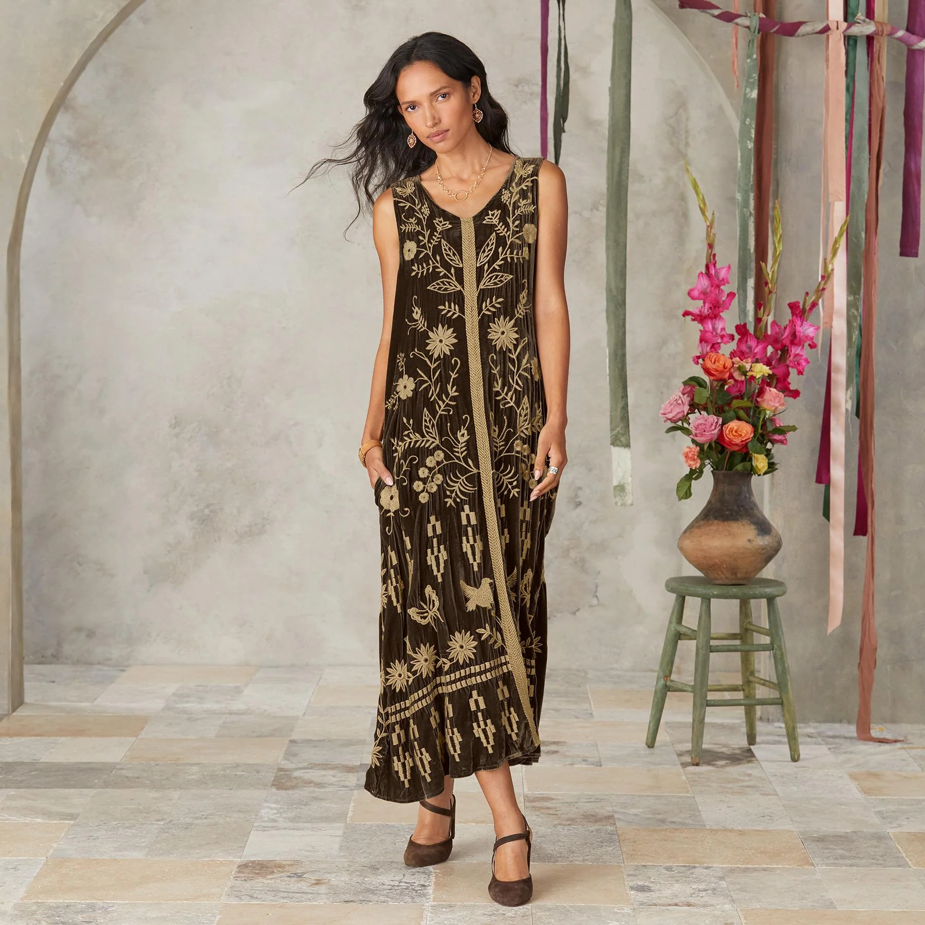 Georgina Velvet Maxi Dress, Petite