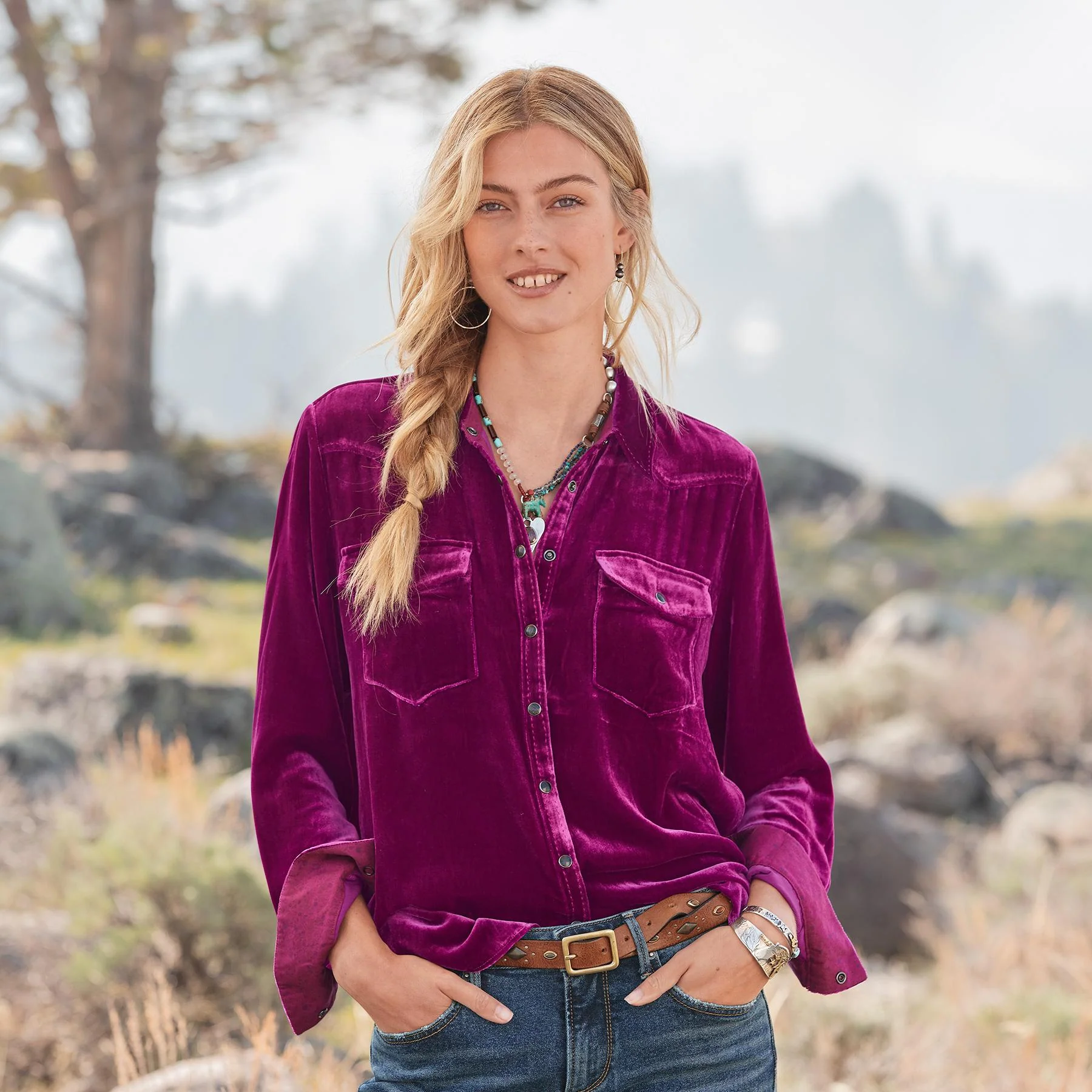 Anja Velvet Shirt, Petite