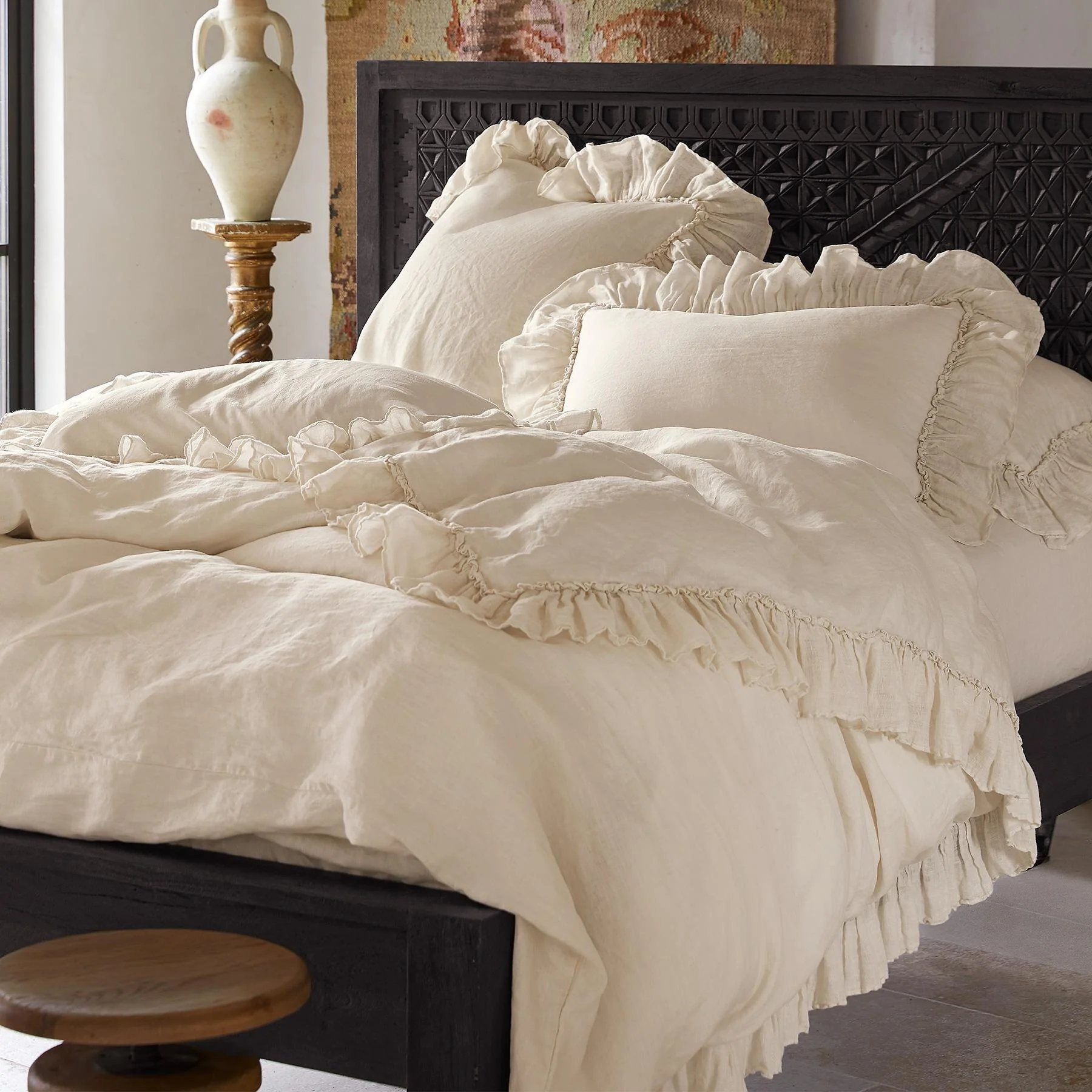 Gossamer Linen Ruffle Duvet Cover