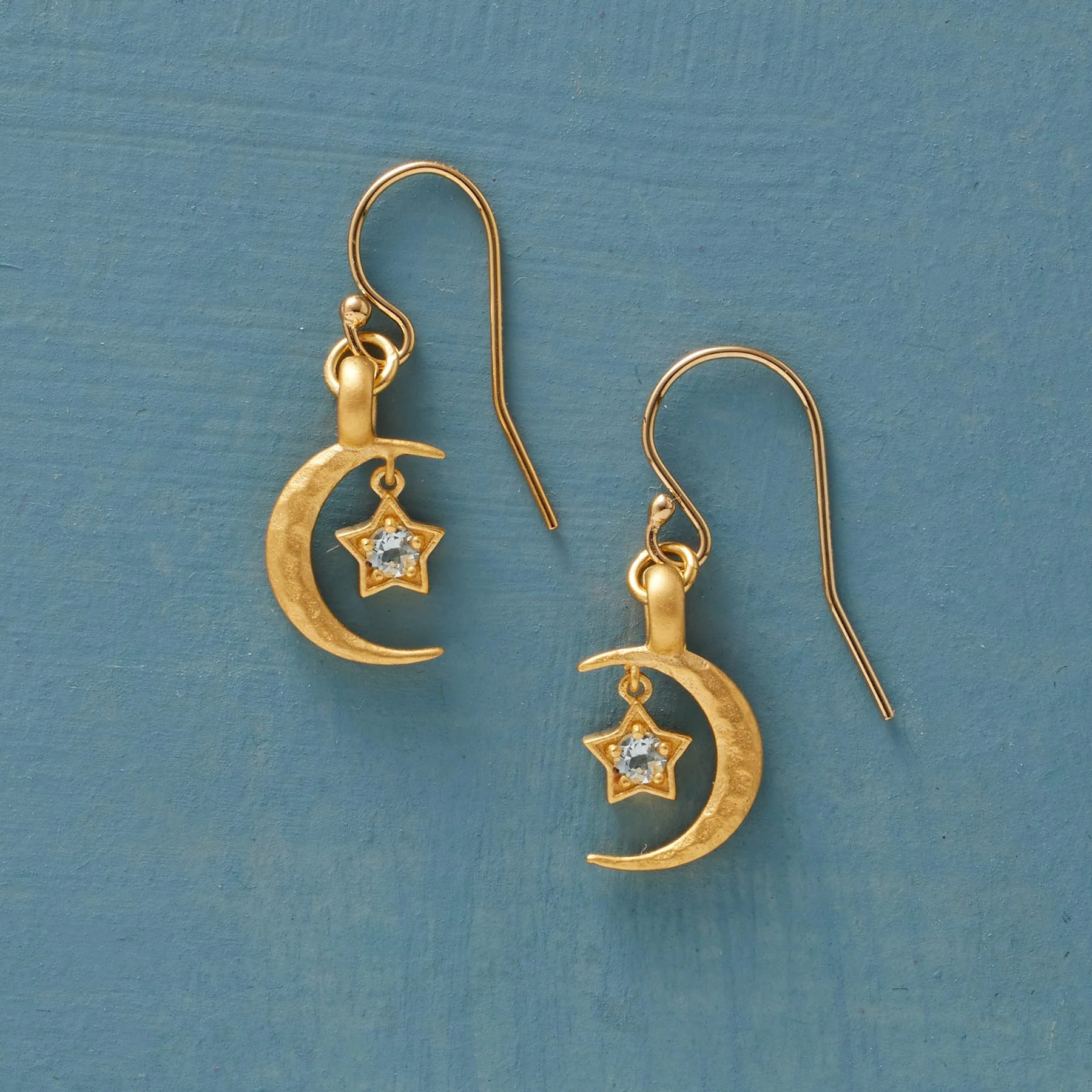 Gold Plate Moon's Embrace Birthstone Earrings