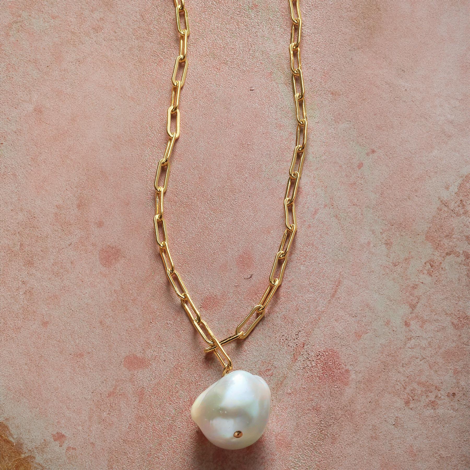 Paper Clip Pearl Necklace