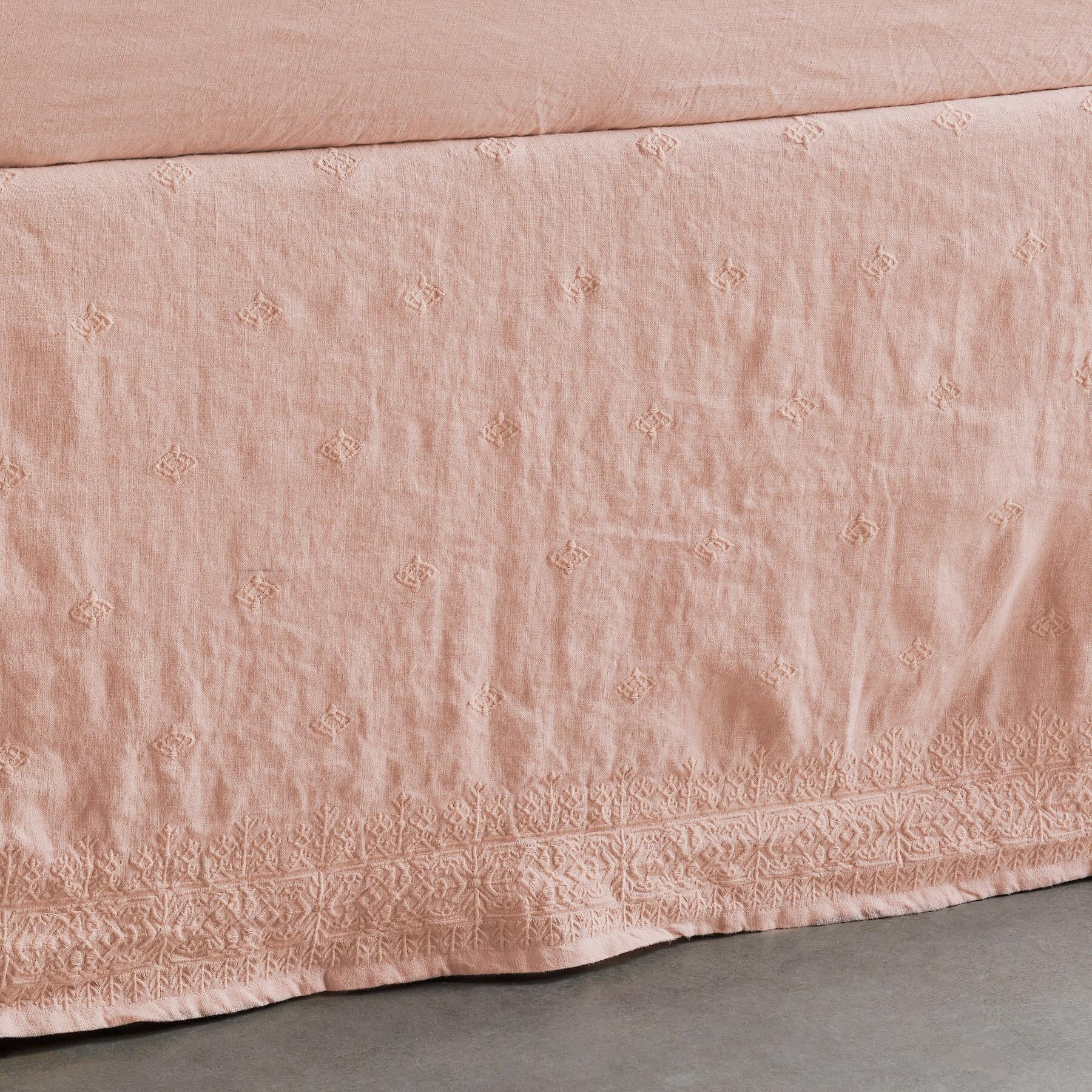 Gossamer Linen Embroidery Bedskirt