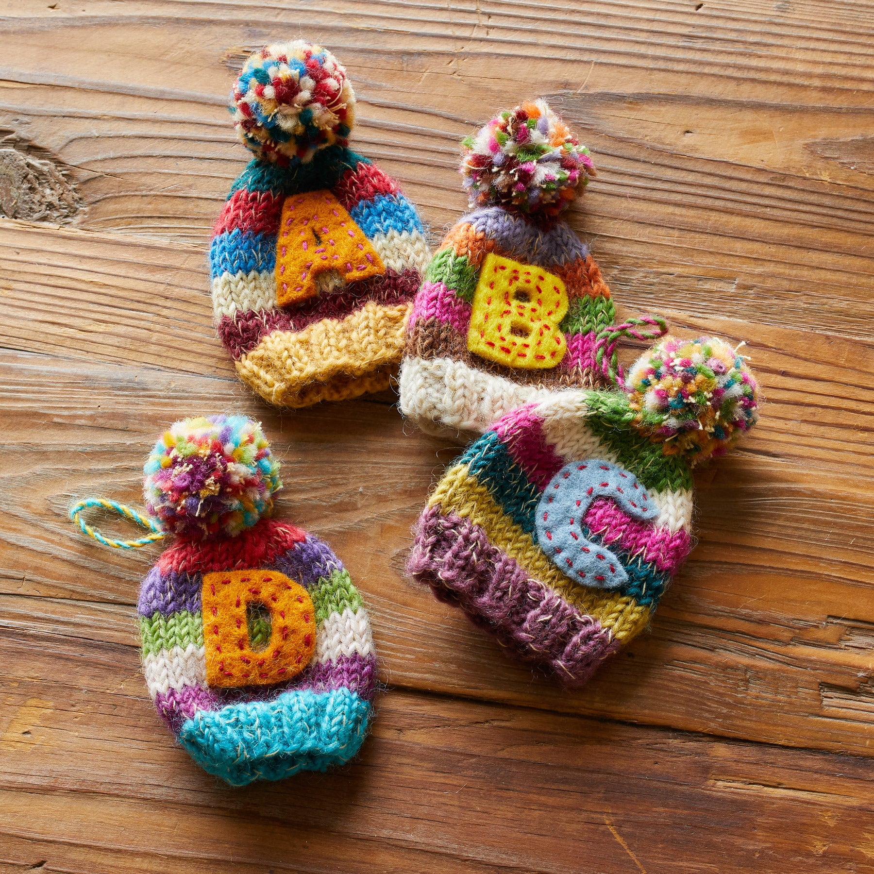 Striped Initial Hat Ornament