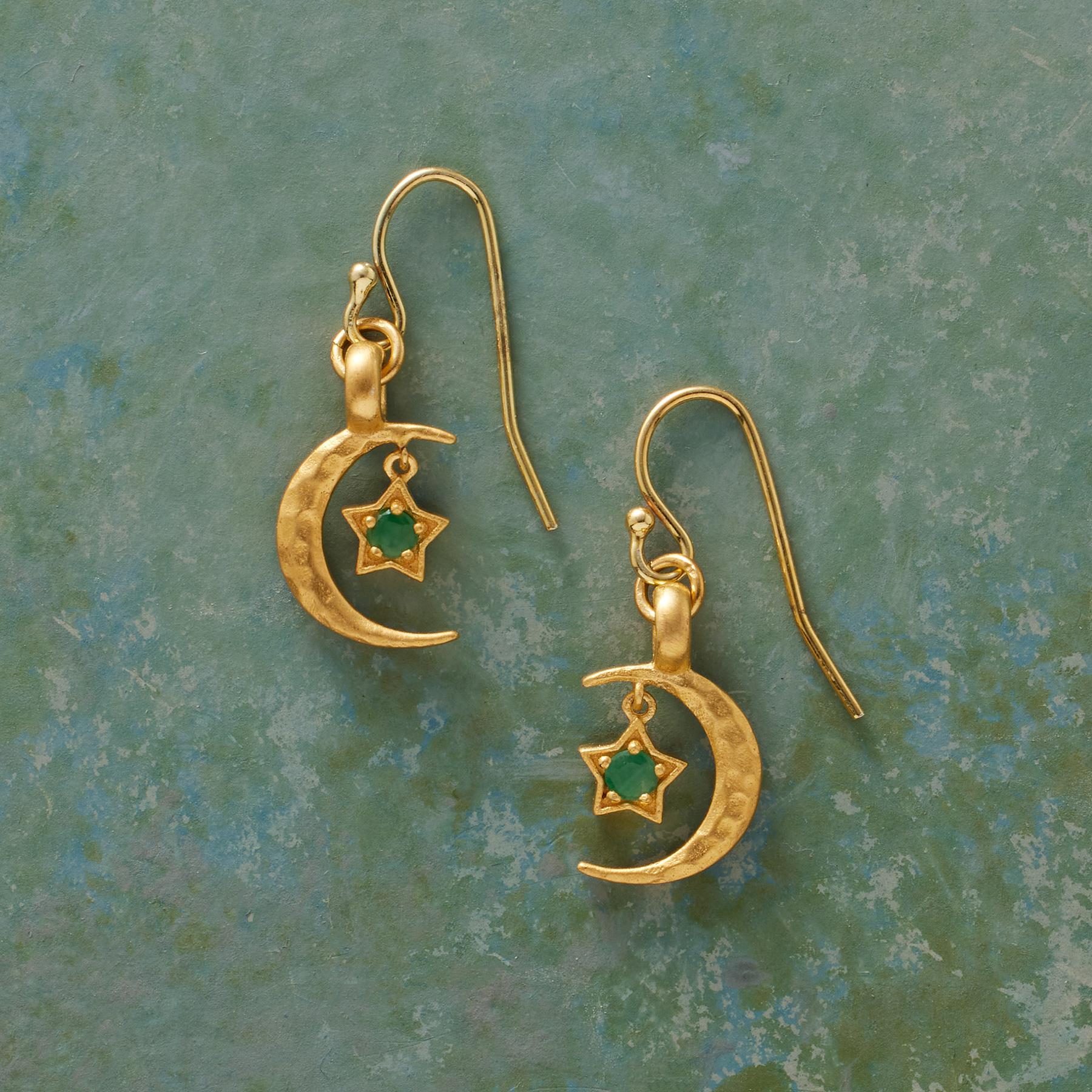 Gold Plate Moon's Embrace Birthstone Earrings