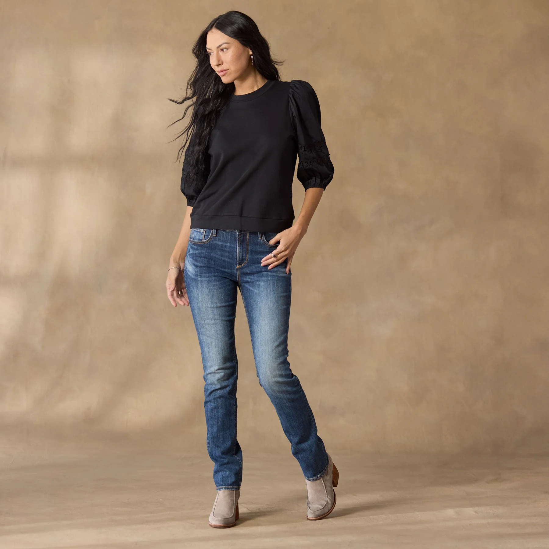 Melanie Mixed Media Sweatshirt