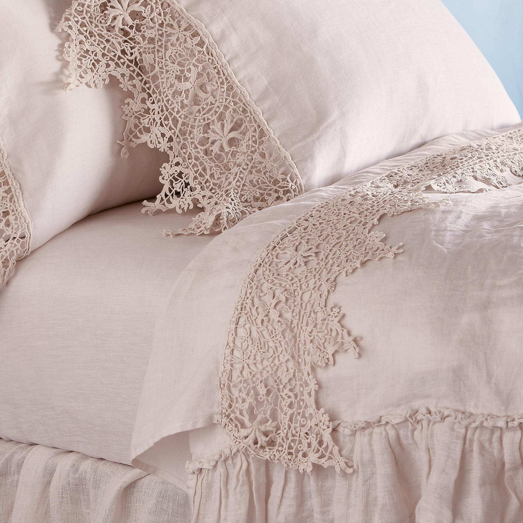 Gossamer Linen Lace Flat Sheet