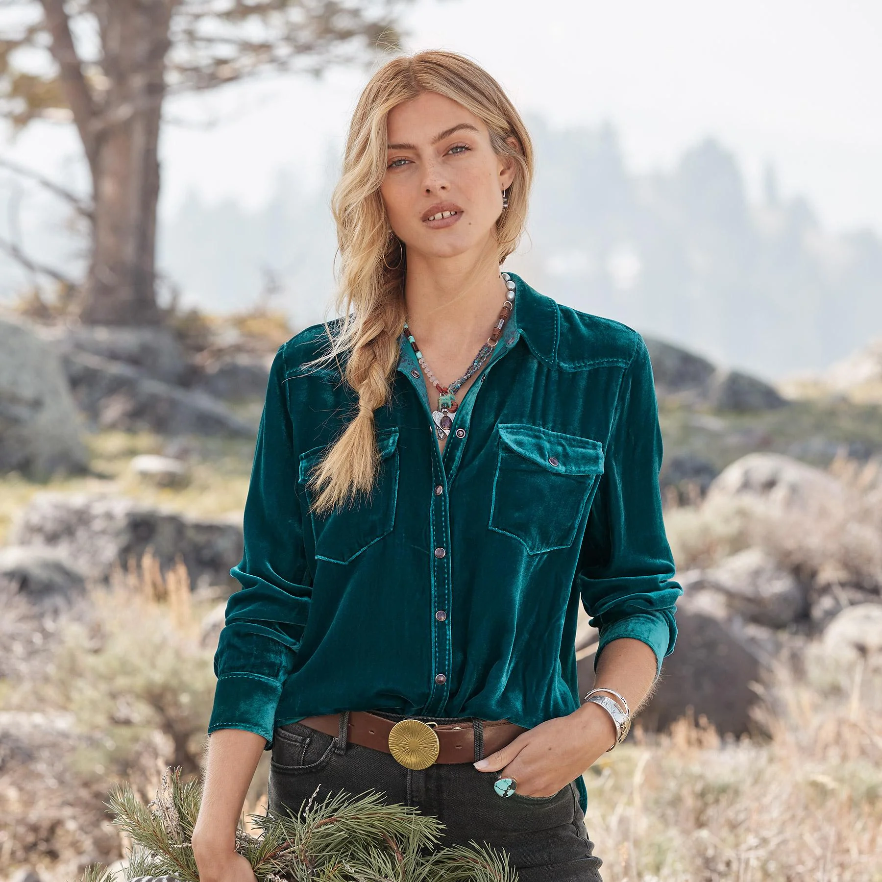 Anja Velvet Shirt, Petite