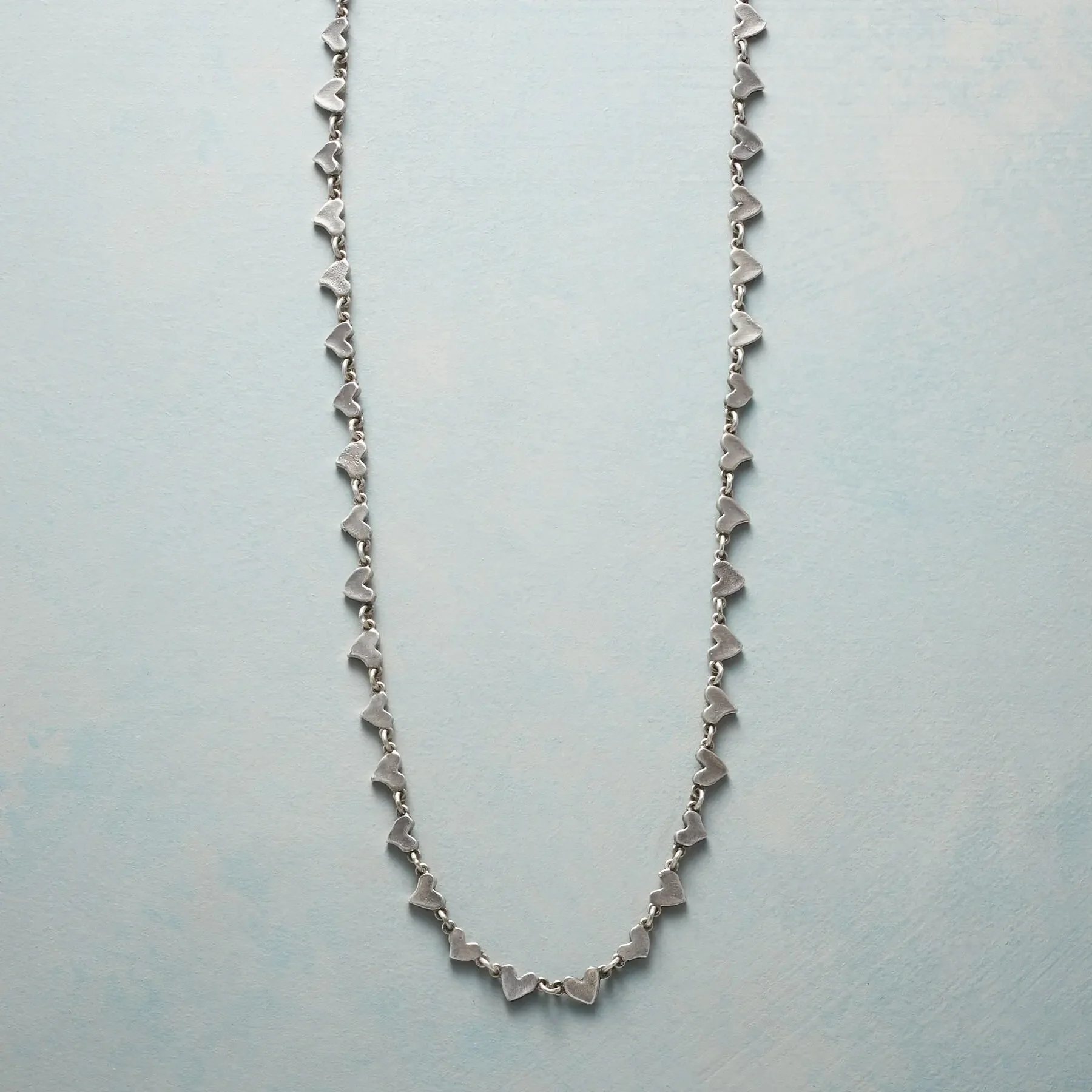 Sterling Chain Of Hearts Necklace