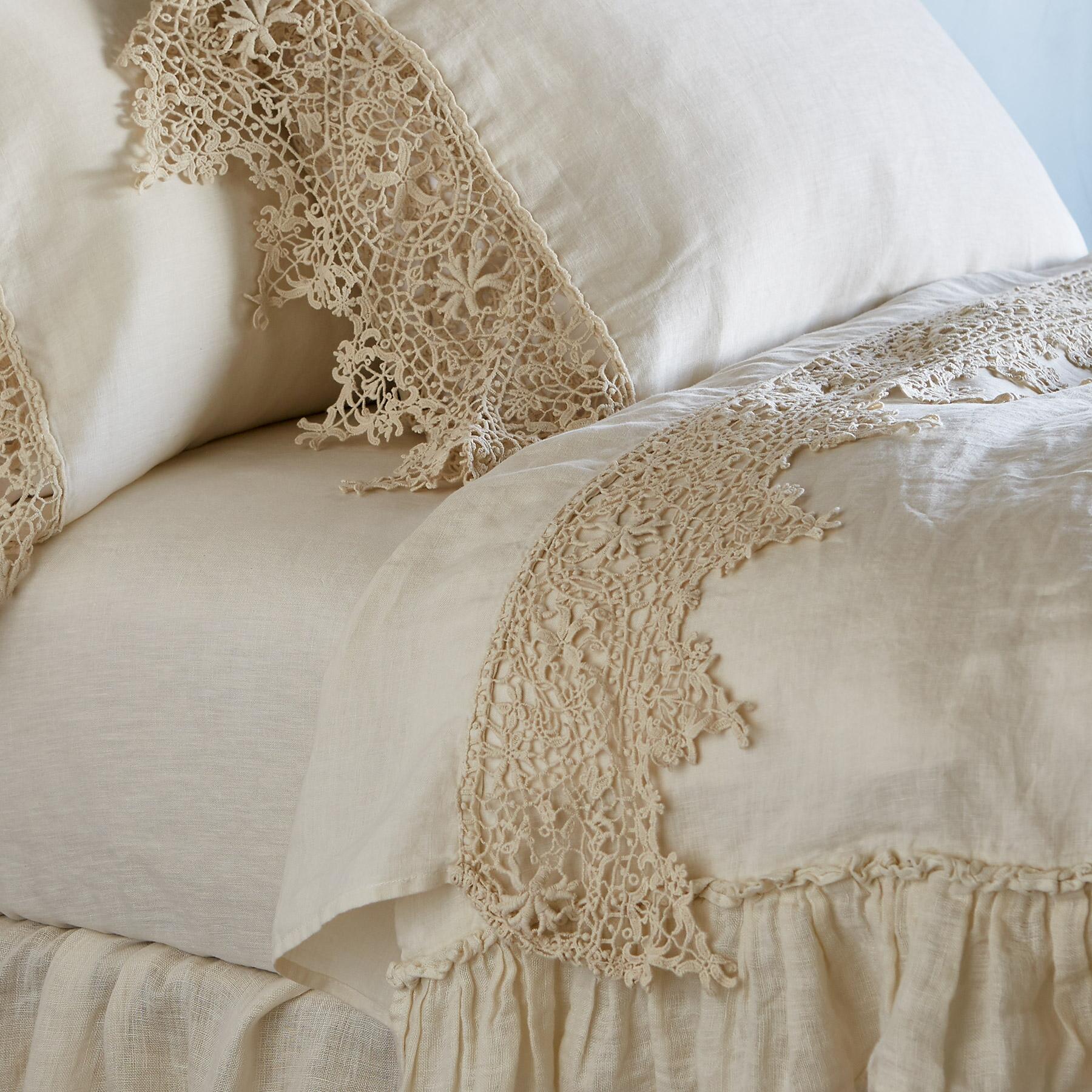 Gossamer Linen Lace Flat Sheet