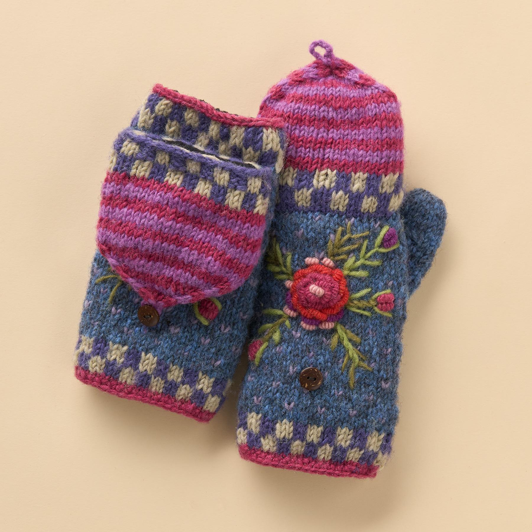 Frosty Blooms Convertible Mittens