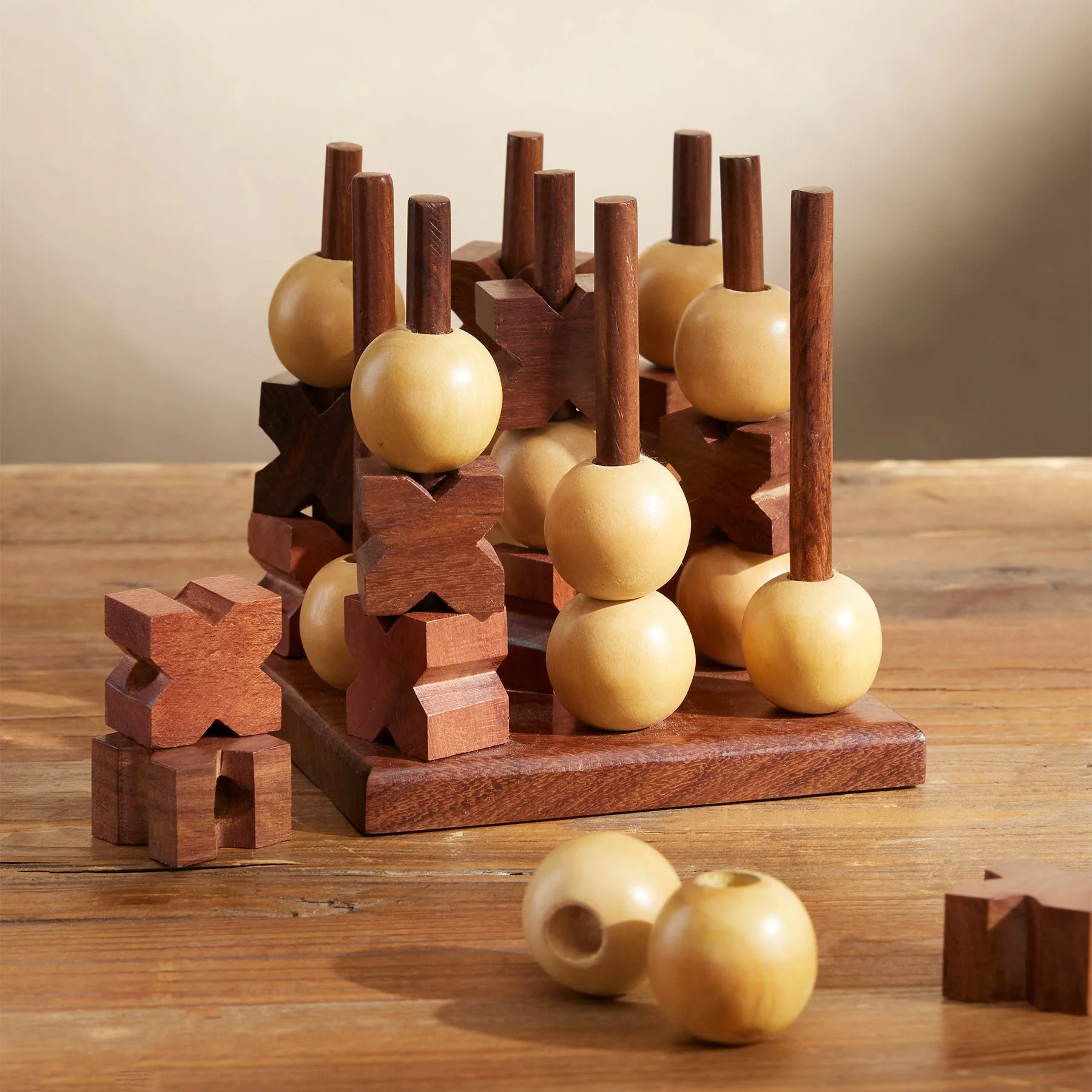 Wooden 3-D Tic-Tac-Toe Game