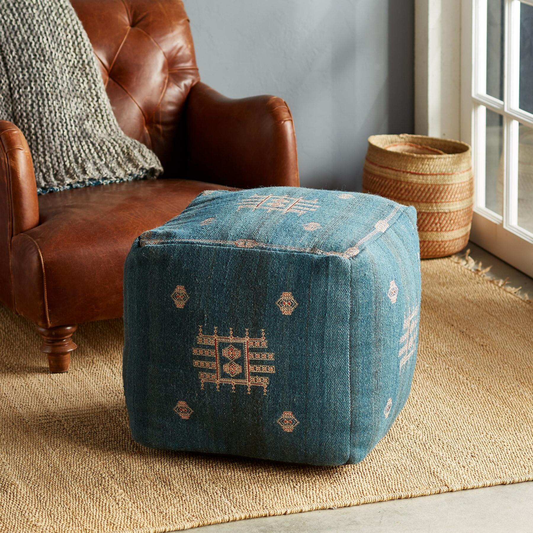 Sunset Ridge Blue Pouf