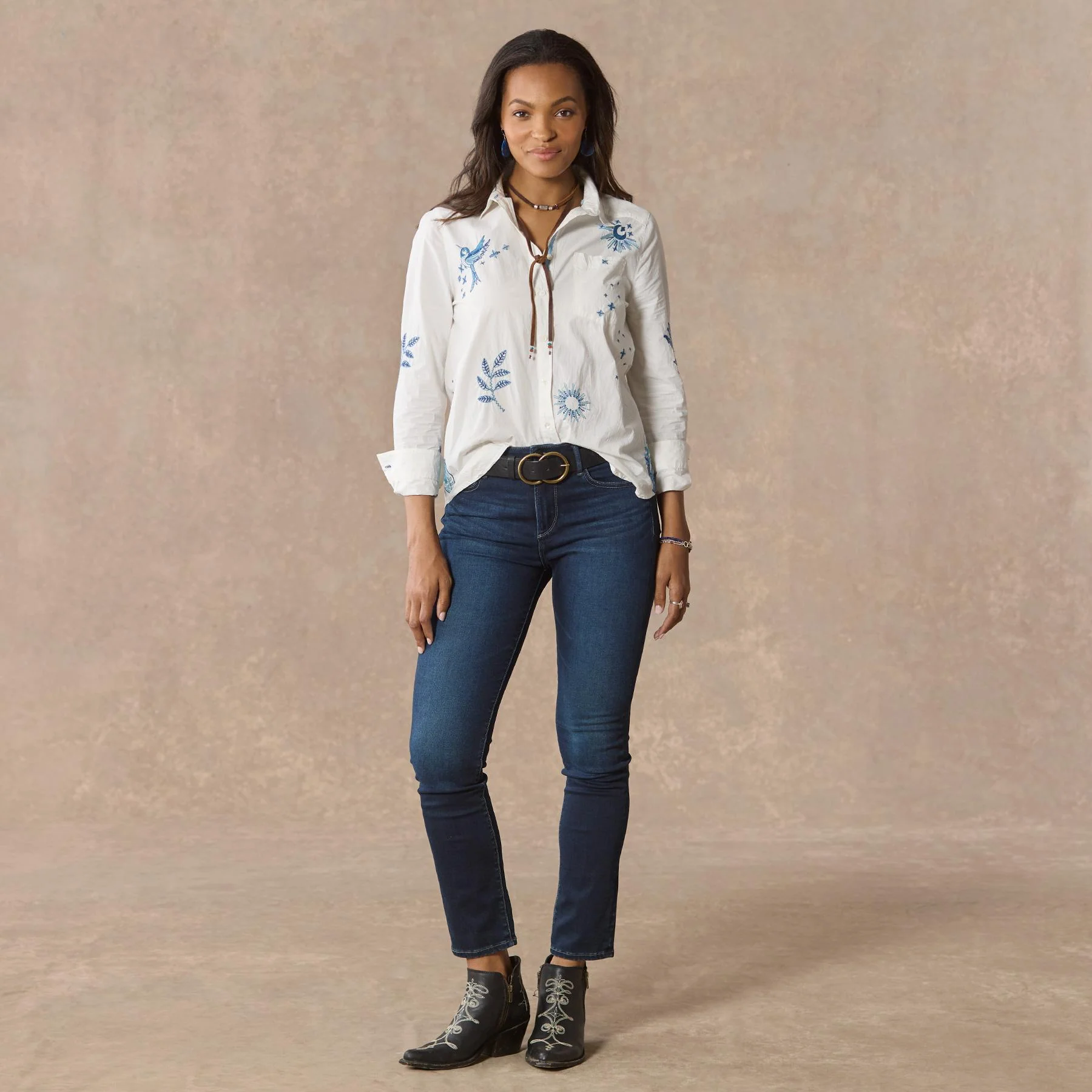 Karina Embroidered Shirt, Petite