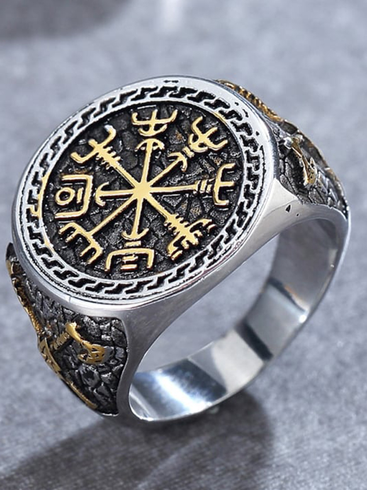 Men's Vintage Viking Rune Axe Totem Titanium Ring