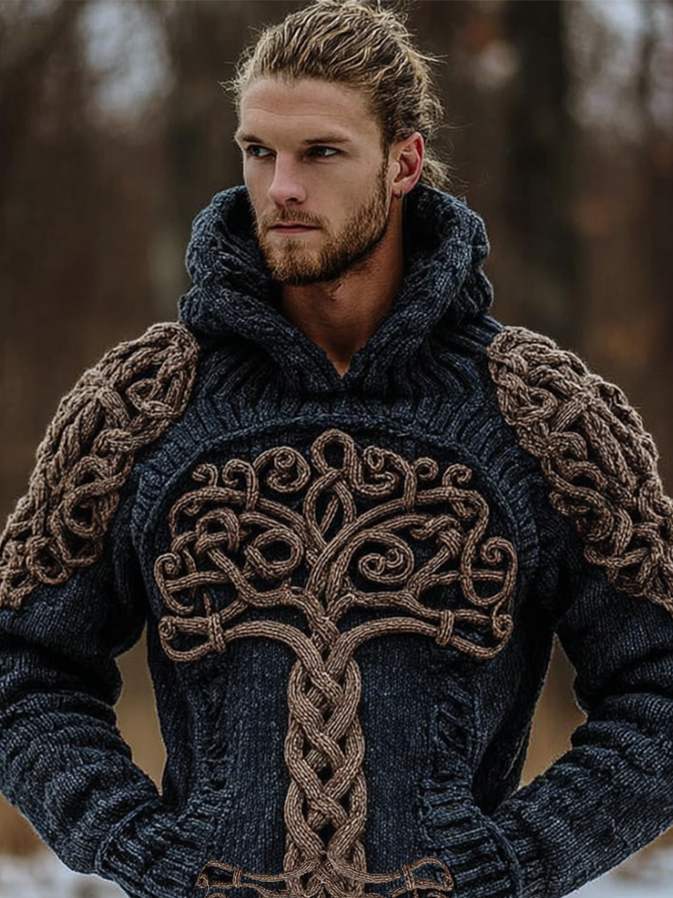 Men's Viking Tree Of Life Vintage Hooded Sweater
